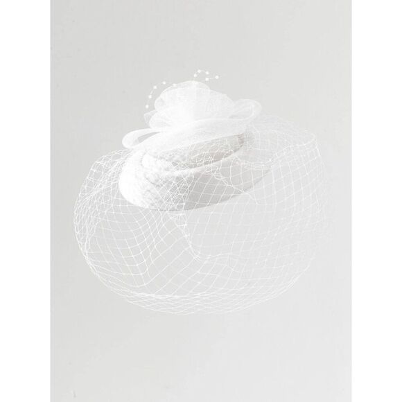 🤍 Pinup Accessory 1950s Retro Vintage Fascinator Bridal White Pillbox Veil Hat - Picture 12 of 15